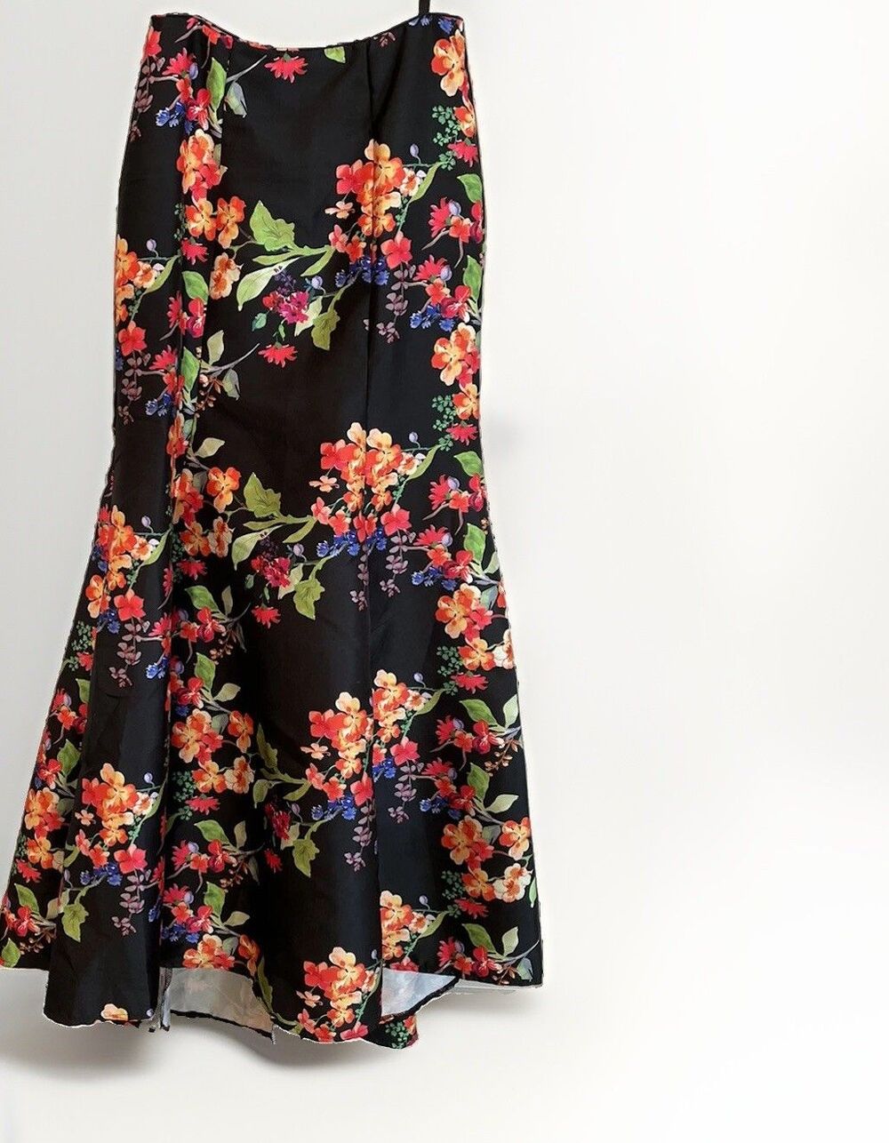 City Studio Long Black Floral Skirt Size 3 Maxi Formal Fit & Flare
